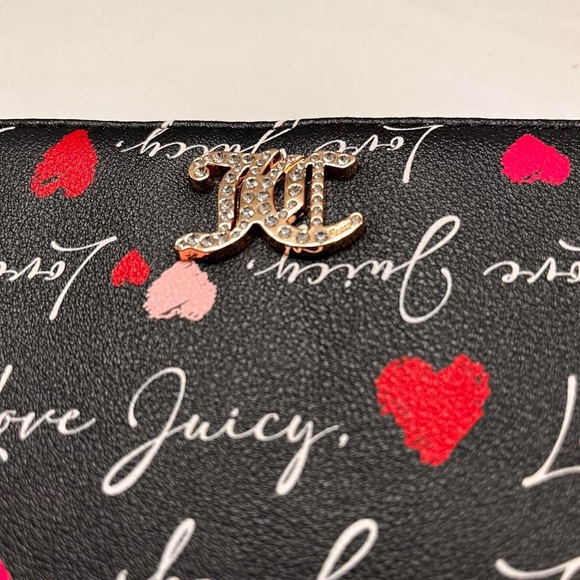 Juicy Couture Black Wallet with Red and Pink Hearts - Picture 3 of 9